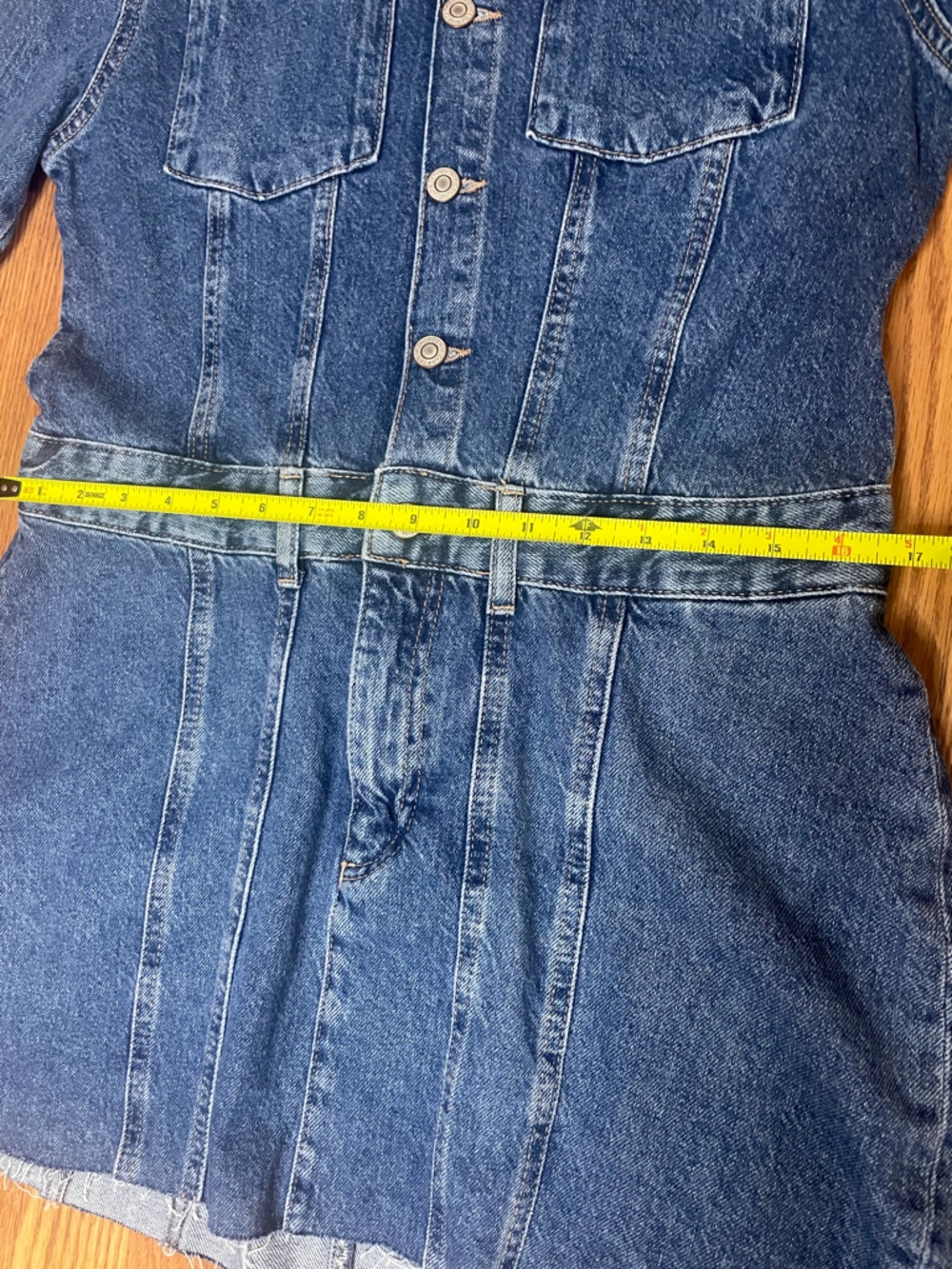 Zara Denim Shirt Dress NWT Size L Button Front Belted Raw Hem Mini 👖✨ - Picture 8 of 10
